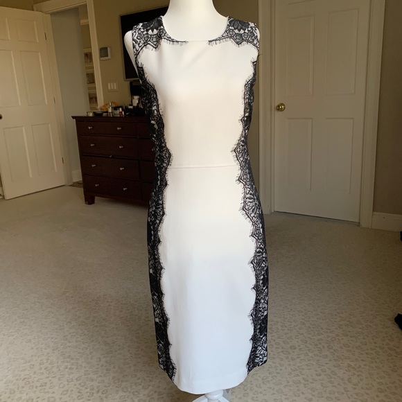 Hayden white sheath dress with black lace (sz 4) - Picture 2 of 10